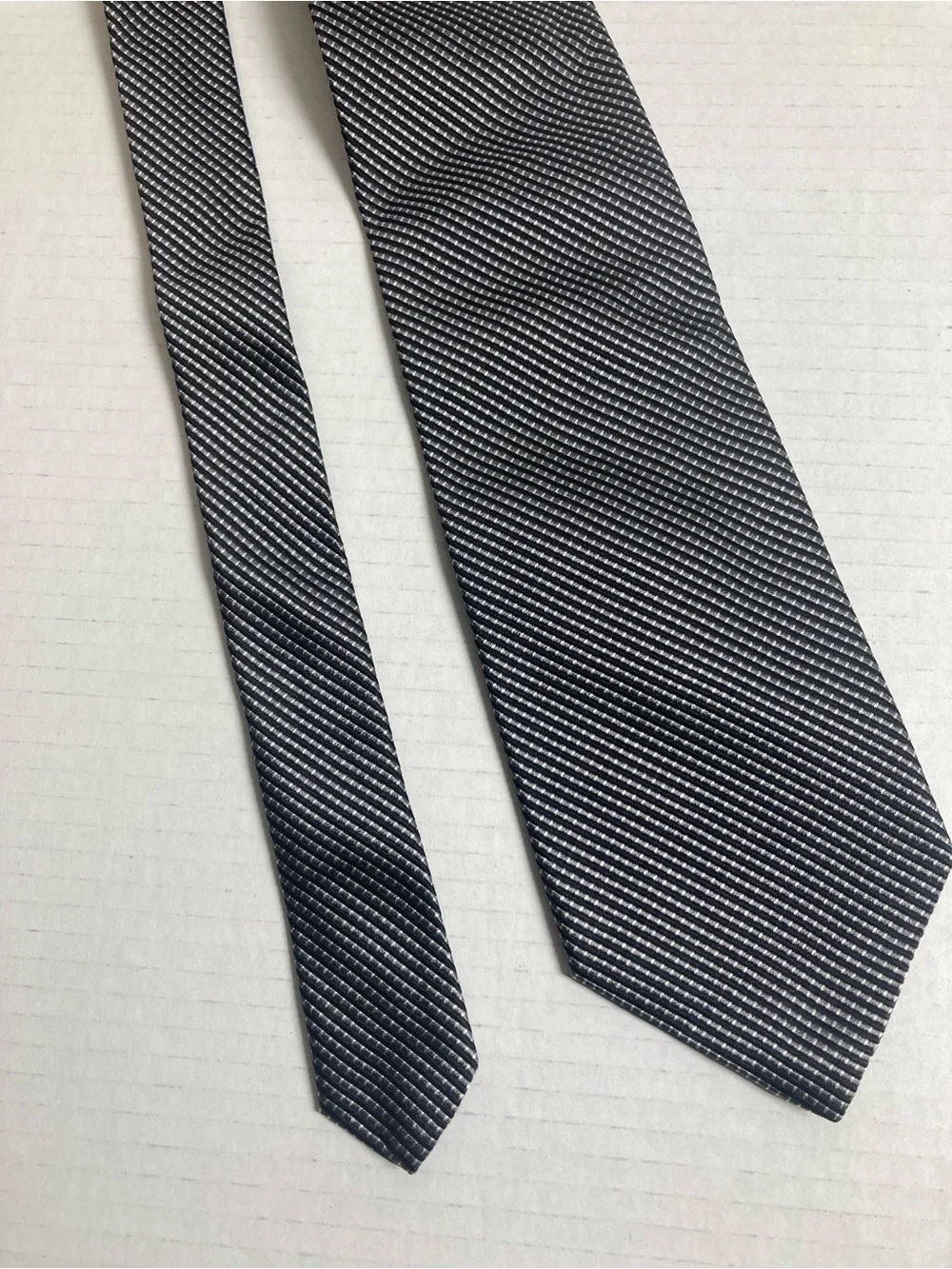 Brooks Brothers 346 Tie Black and Silver Micro-Check Silk Made in USA